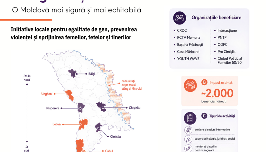 10 organizații duc egalitatea de gen și prevenirea violenței mai aproape de comunități